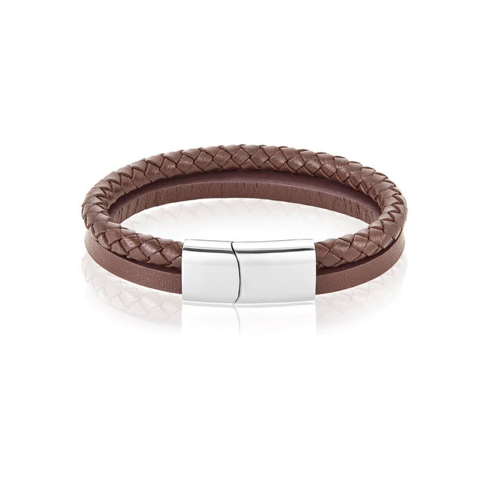 NEW ADORNIA MAN
Leather Combo Bracelet silver